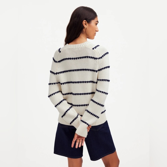 Madewell Textured Cotton Crewneck Sweater in Stripe - Picture 4 of 6